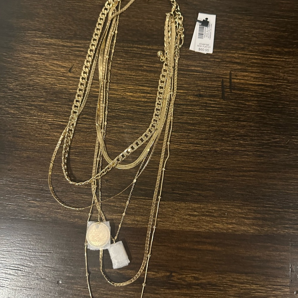 WHBM Elegant Gold Layered Necklace
